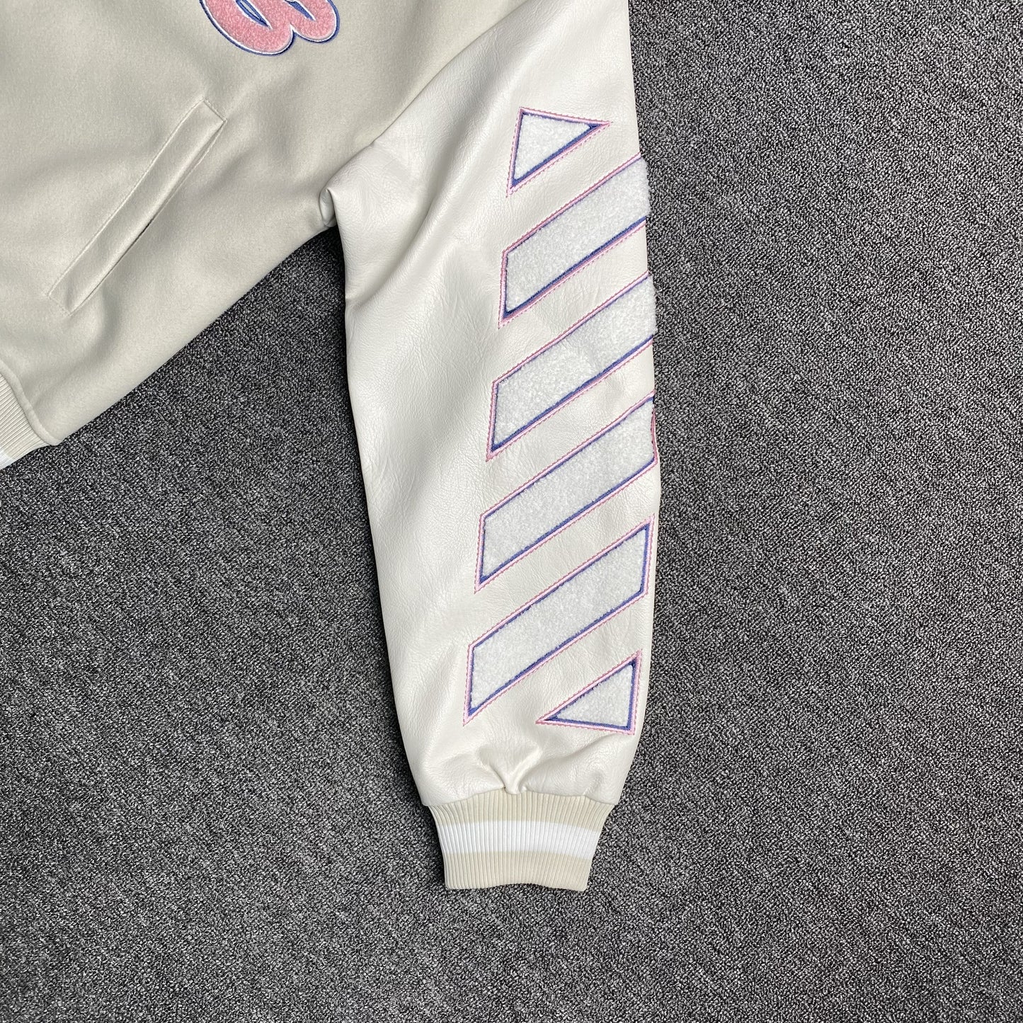 OFF WHITE WO CHARACTERS VARSITY JACKET GREY