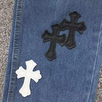 Chrome Hearts Cross Patch Pantalon Jeans Azul