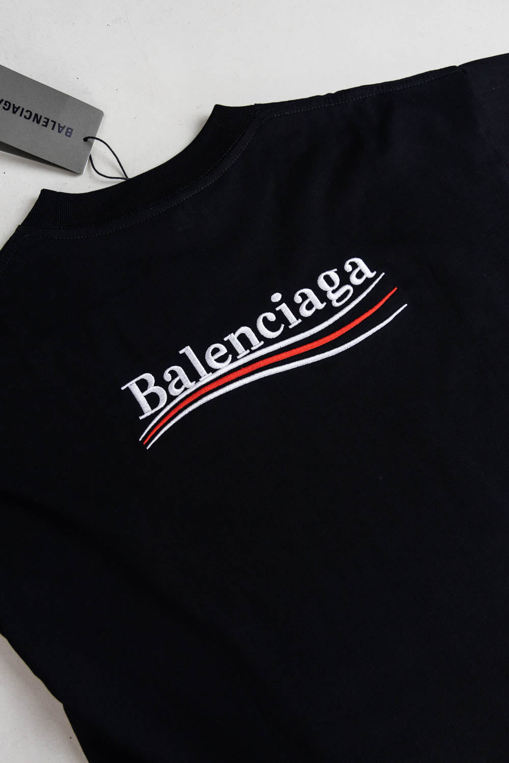 BALENCIAGA EMBROIDERY LOGO T-SHIRT BLACK