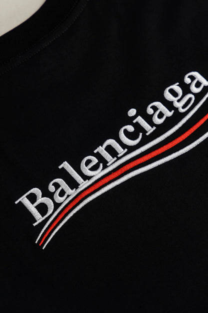 BALENCIAGA EMBROIDERY LOGO T-SHIRT BLACK