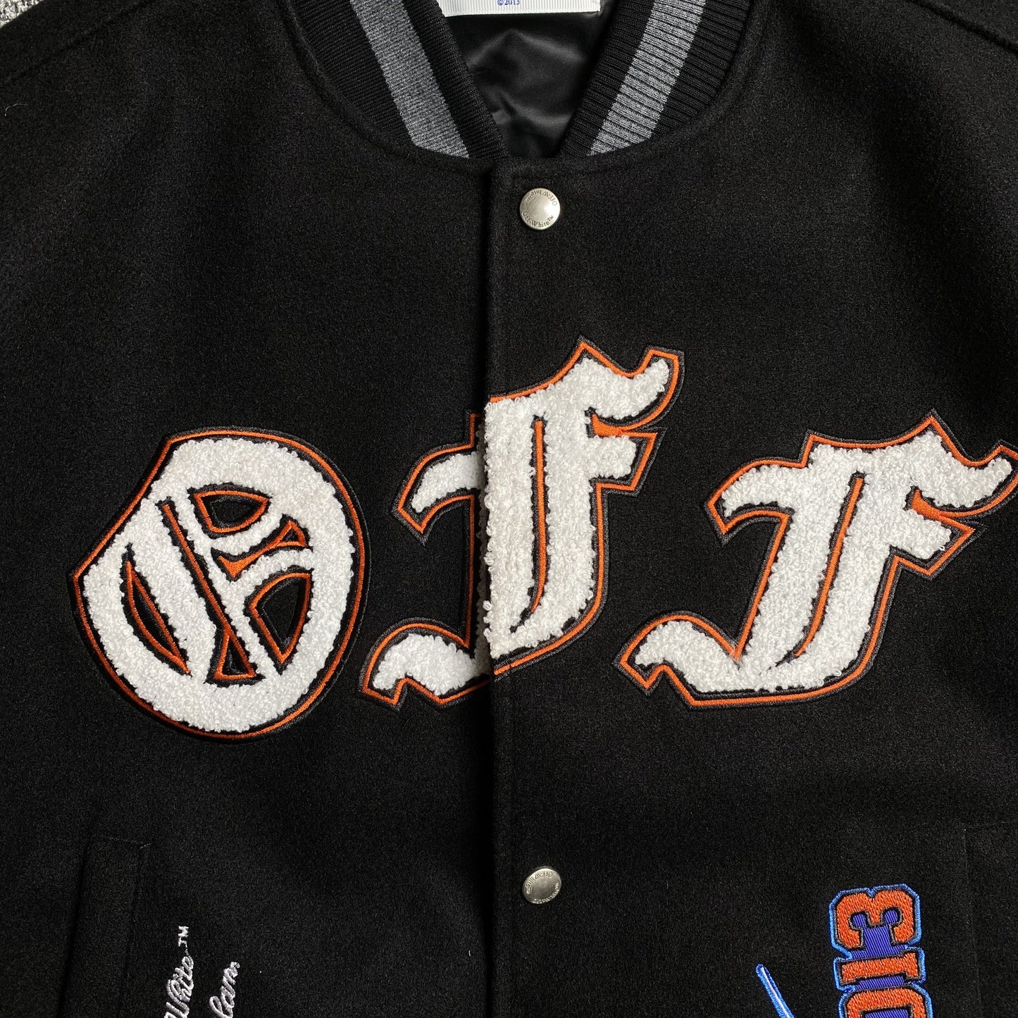 OFF WHITE GANG WOOL VARSITY JACKET BLACK