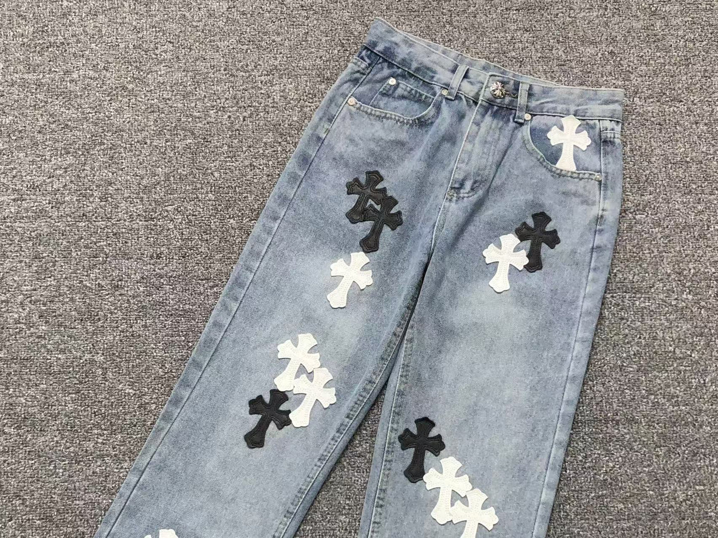 Chrome Hearts Cross Patch Pantalon Jeans Azul