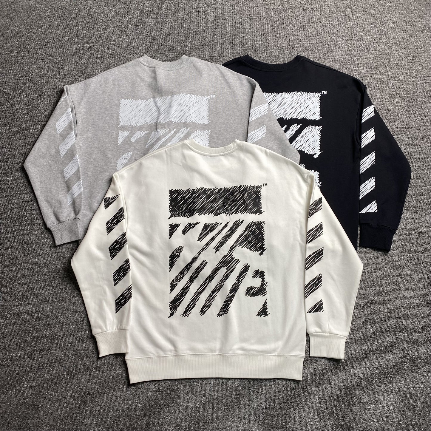 OFF WHITE SCRIBBLE DIAG CREWNECK GREY