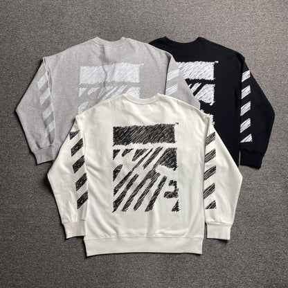 OFF WHITE SCRIBBLE DIAG CREWNECK BLACK