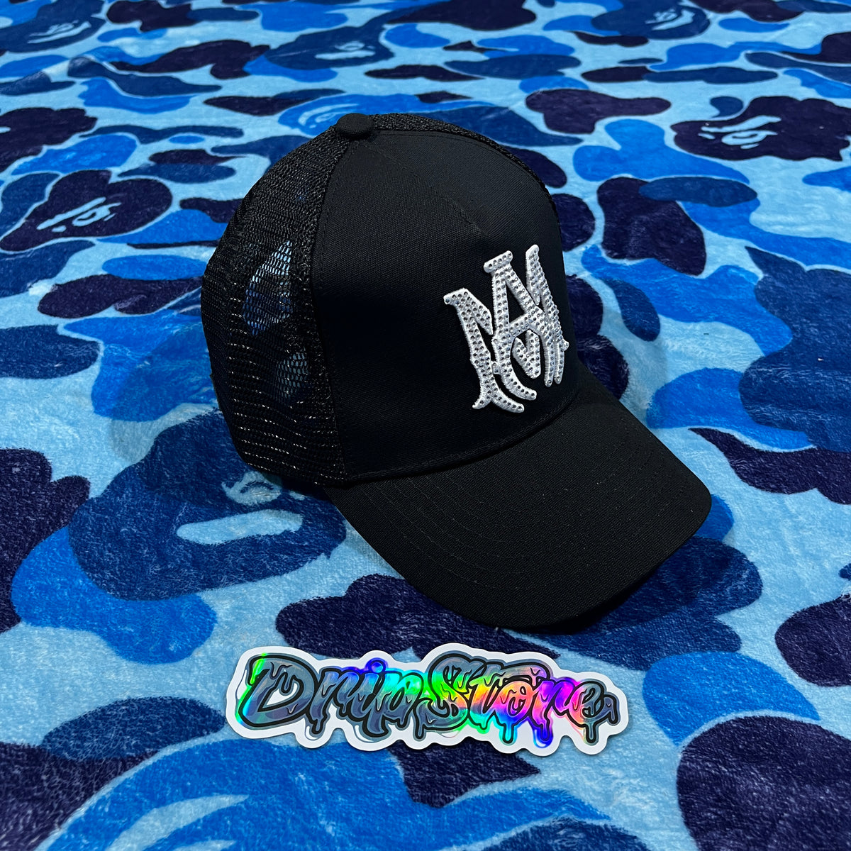 Gorra Amiri MA Brillos Trucker Blanca/Negra