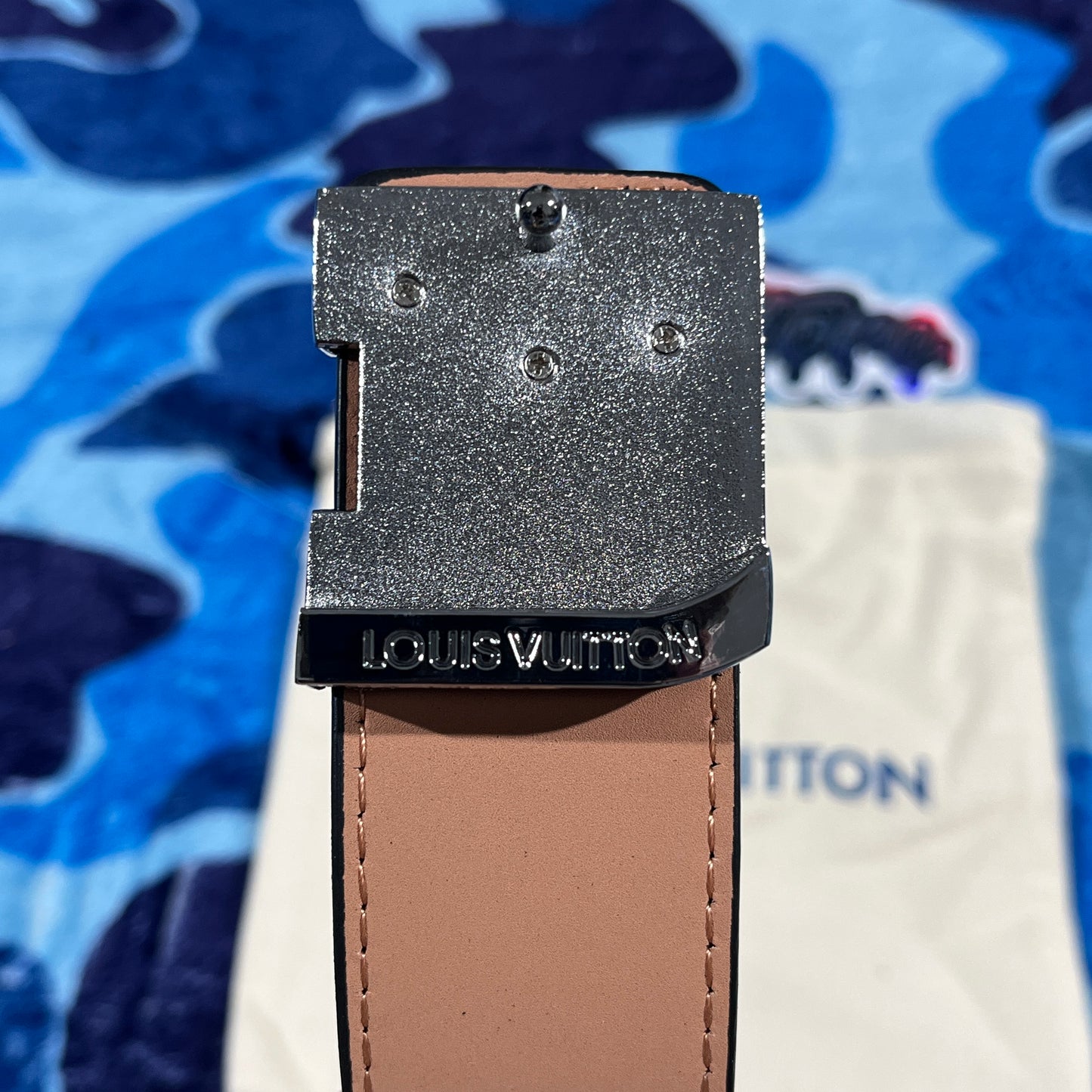 Cinturon LV Monogram Negro/Plateado