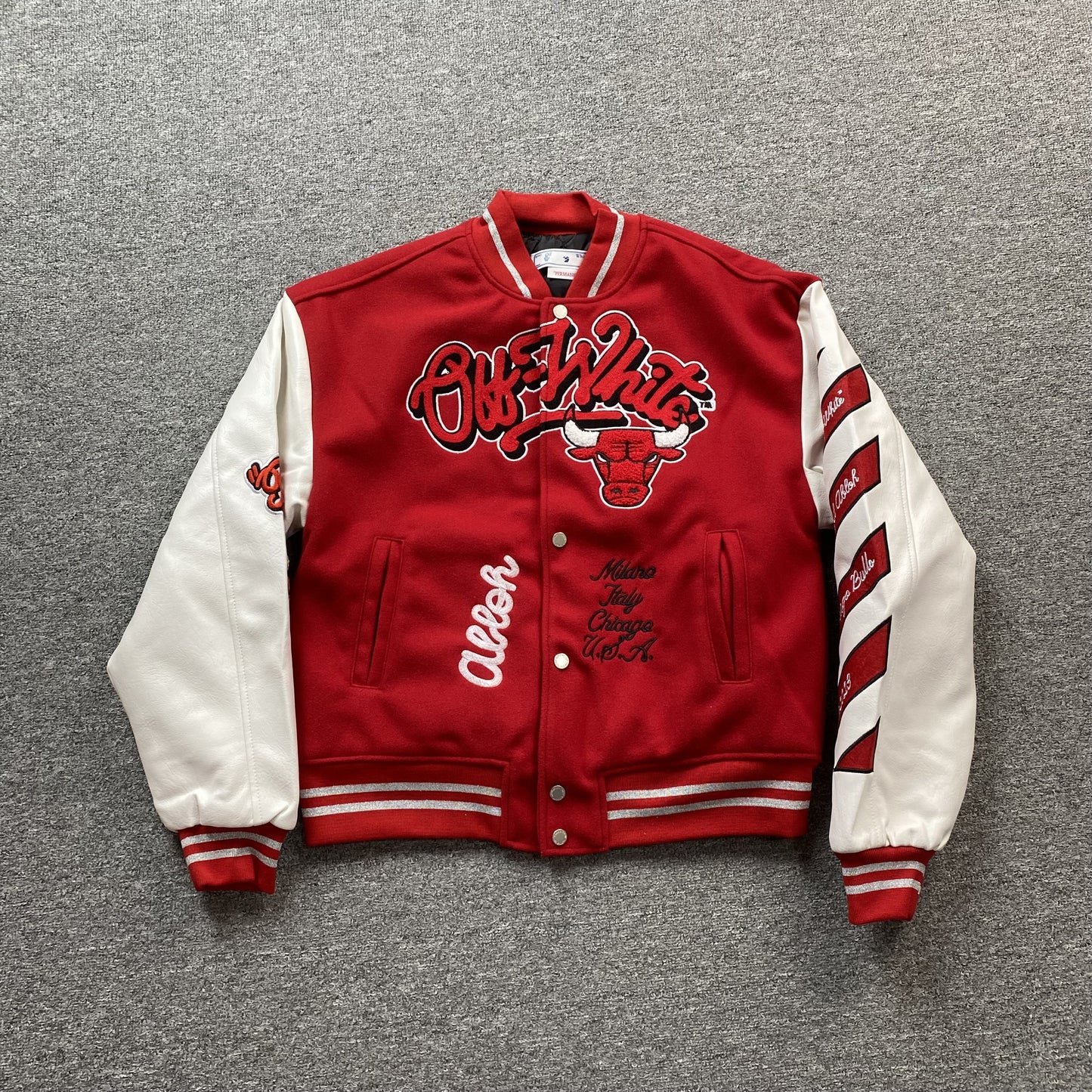 OFF WHITE CHICAGO BULLS VARSITY JACKET RED