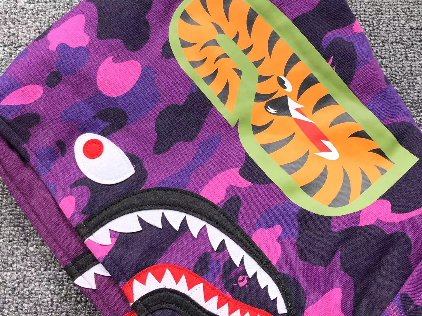 BAPE COLOR CAMO SHARK WIDE FULL ZIP DOUBLE HOODIE PURPLE