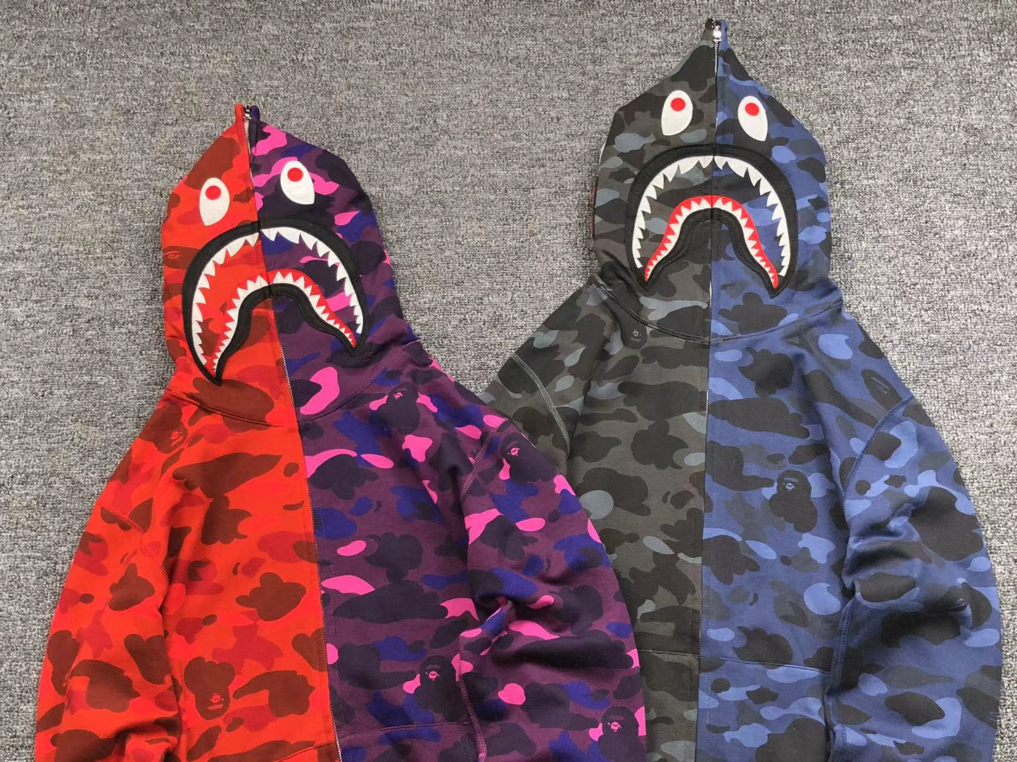 BAPE COLOR CAMO SEPARATE SHARK FULL ZIP HOODIE RED PURPLE