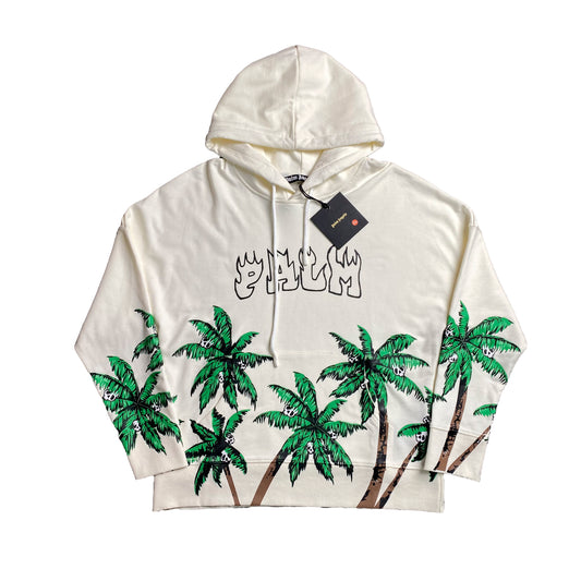 PALM ANGELS PALMS & SKULL HOODIE WHITE