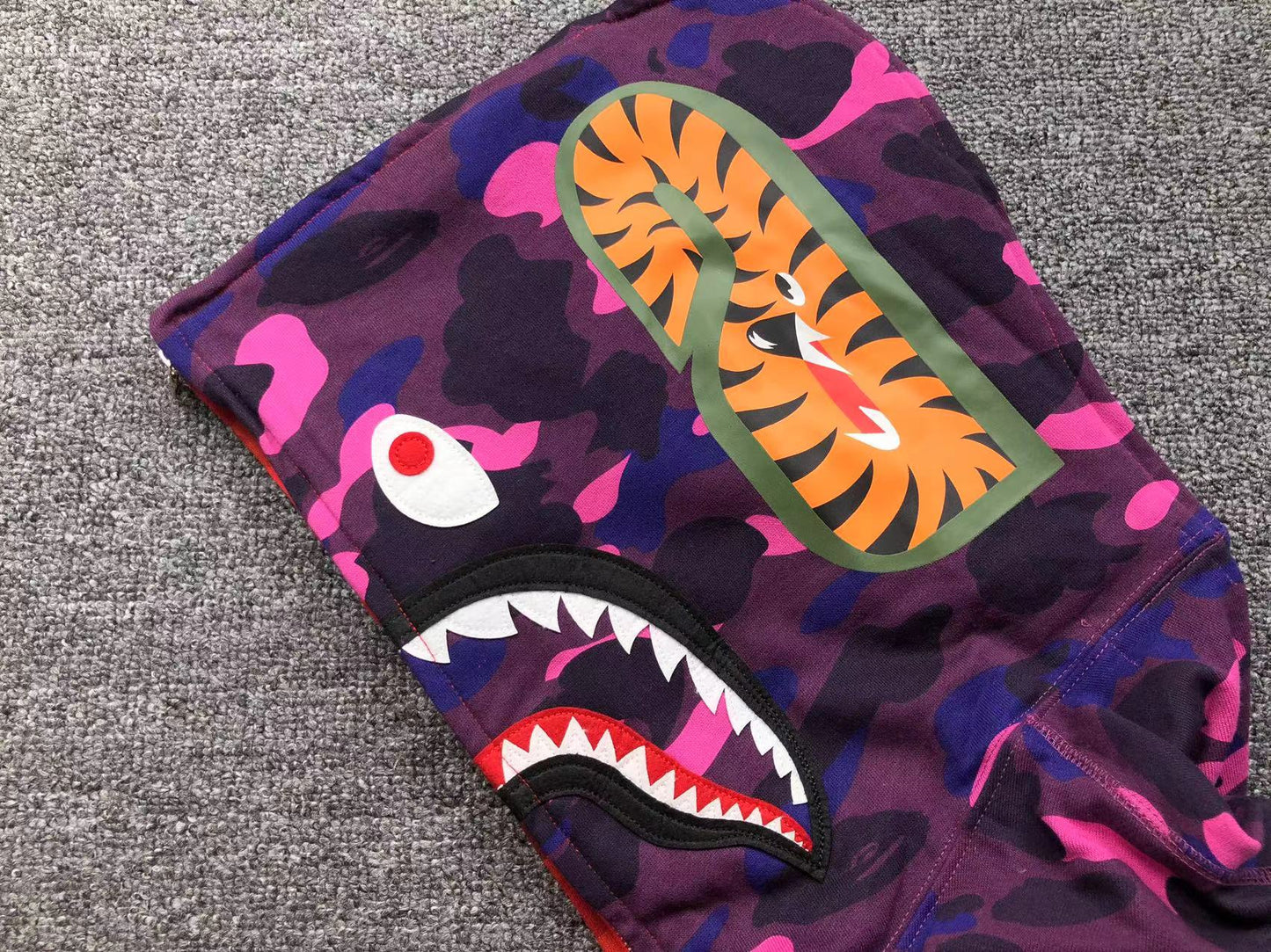 BAPE COLOR CAMO SEPARATE SHARK FULL ZIP HOODIE RED PURPLE