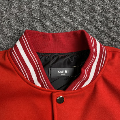 AMIRI LOGO PATCH VARSITY JACKET RED