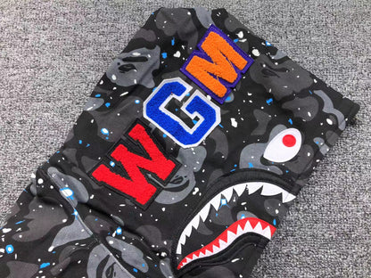 BAPE SPACE CAMO SHARK FULL ZIP HOODIE BLACK