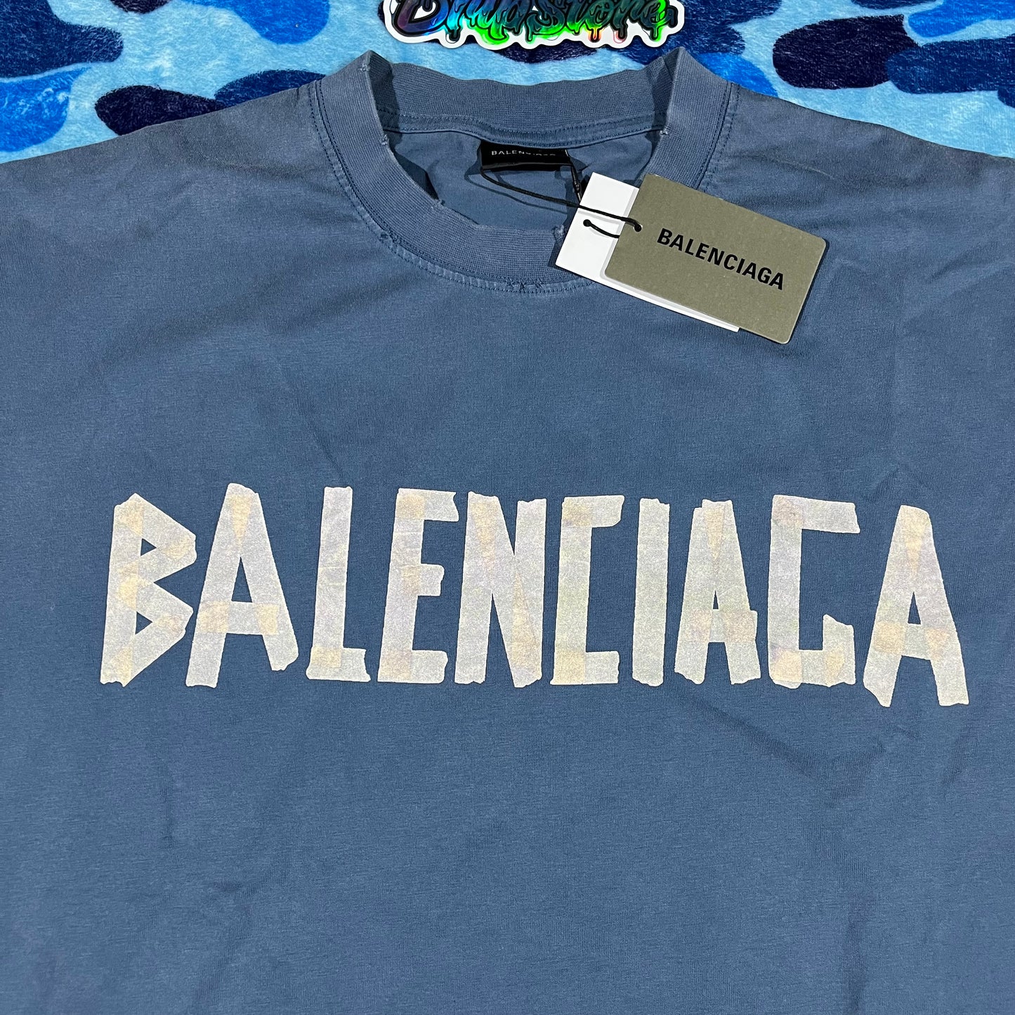 Remera Balenciaga Tape Celeste L