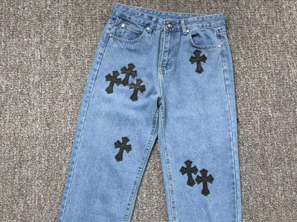 Chrome Hearts Cross Patch Pantalon Jeans Azul