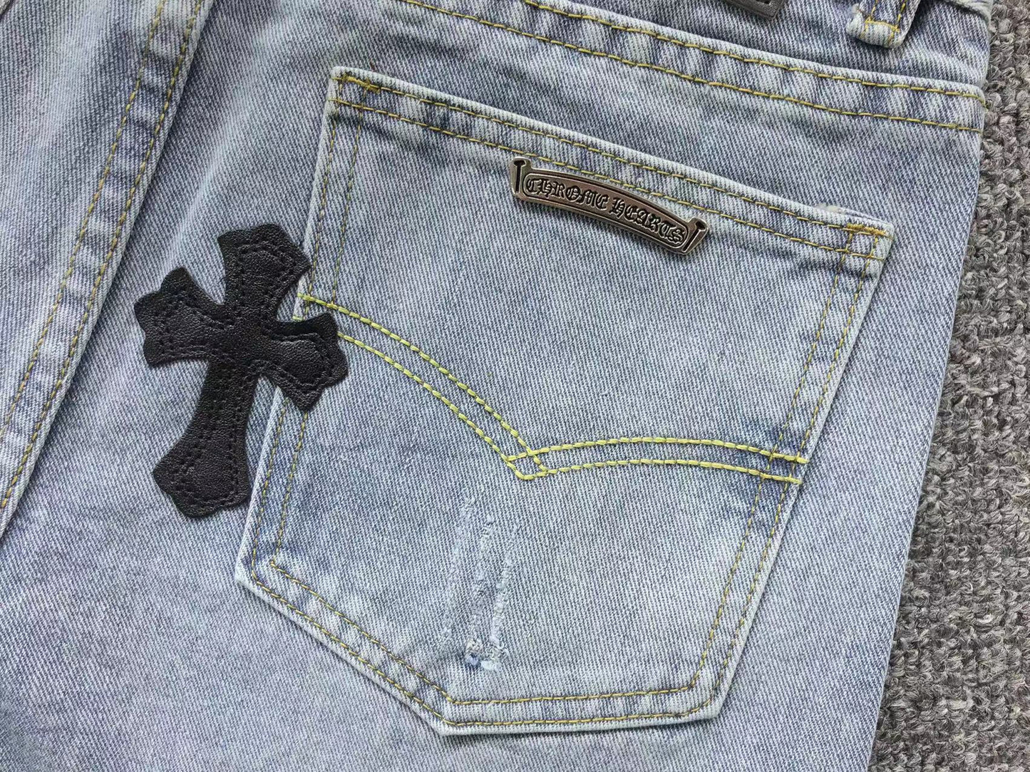 Chrome Hearts Cross Patch Pantalon Jeans Azul