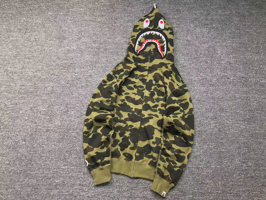 BAPE 1ST CAMO SHARK FULL ZIP HOODIE GREEN