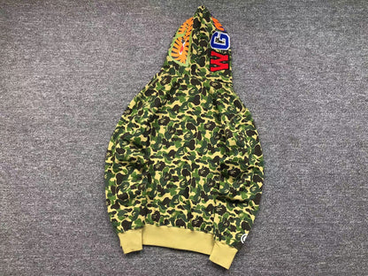 BAPE ABC CAMO SHARK FULL ZIP HOODIE GREEN