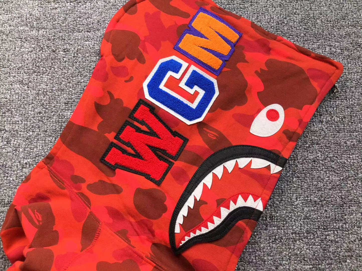 BAPE COLOR CAMO SEPARATE SHARK FULL ZIP HOODIE RED PURPLE