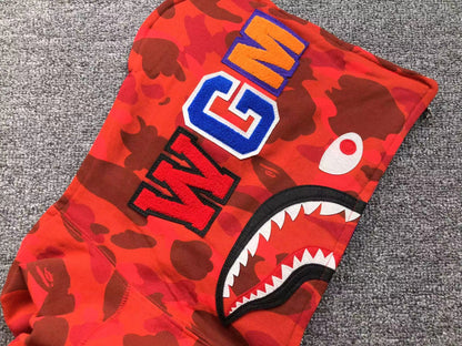 BAPE COLOR CAMO SEPARATE SHARK FULL ZIP HOODIE RED PURPLE