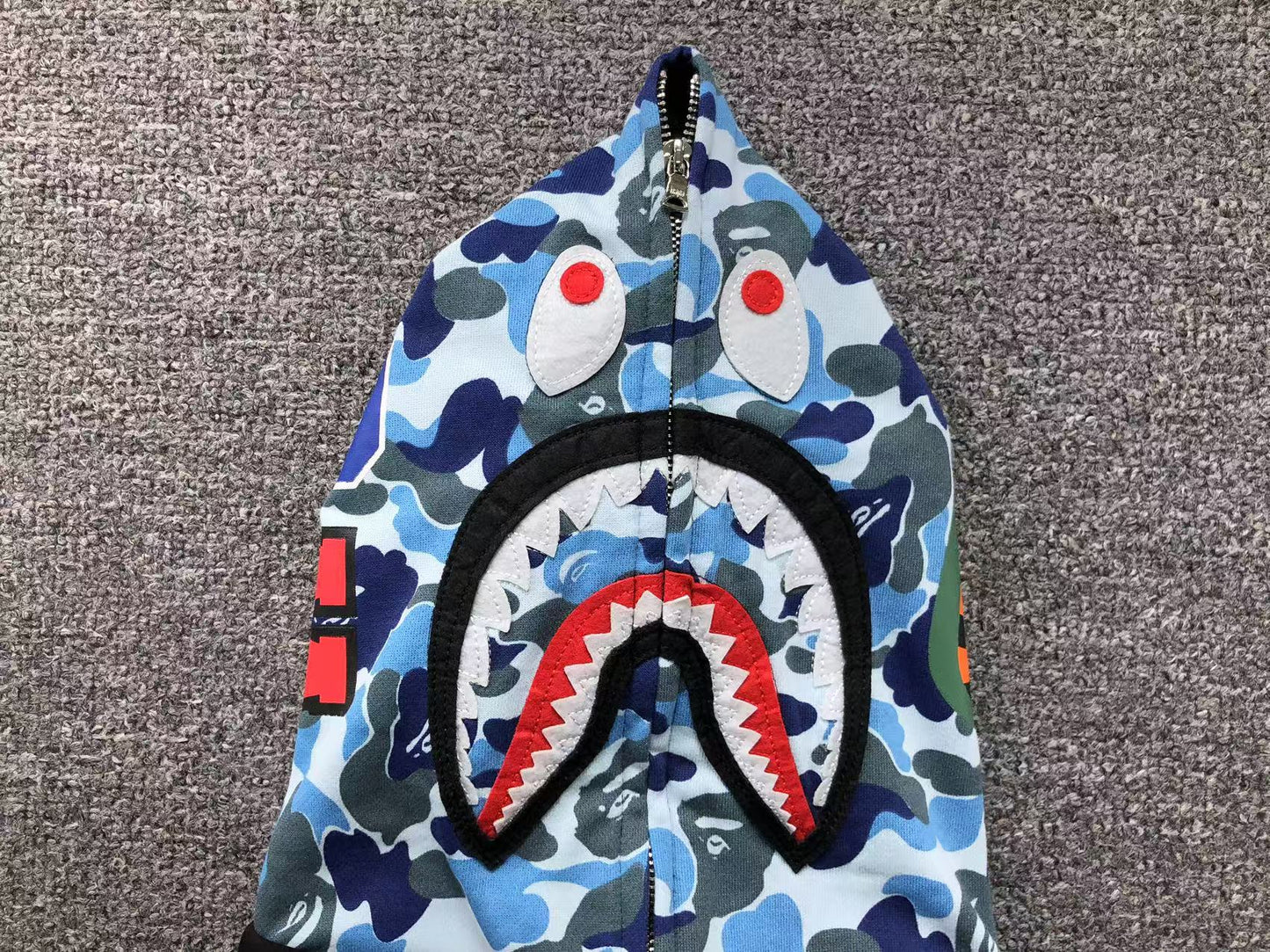 BAPE ABC SHARK FULL ZIP DOUBLE HOODIE BLACK BLUE