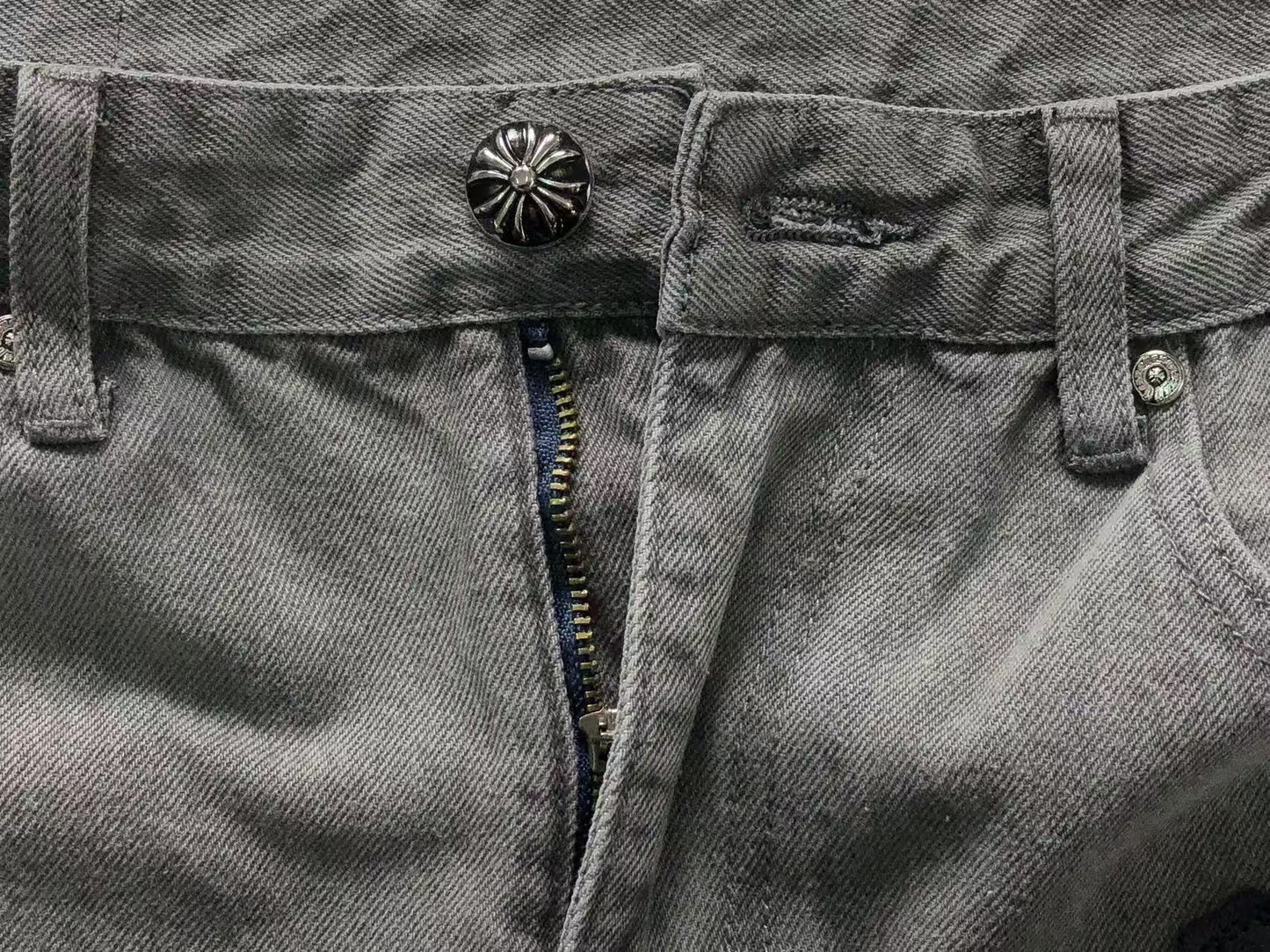 Chrome Hearts Cross Patch Pantalon Jeans Gris