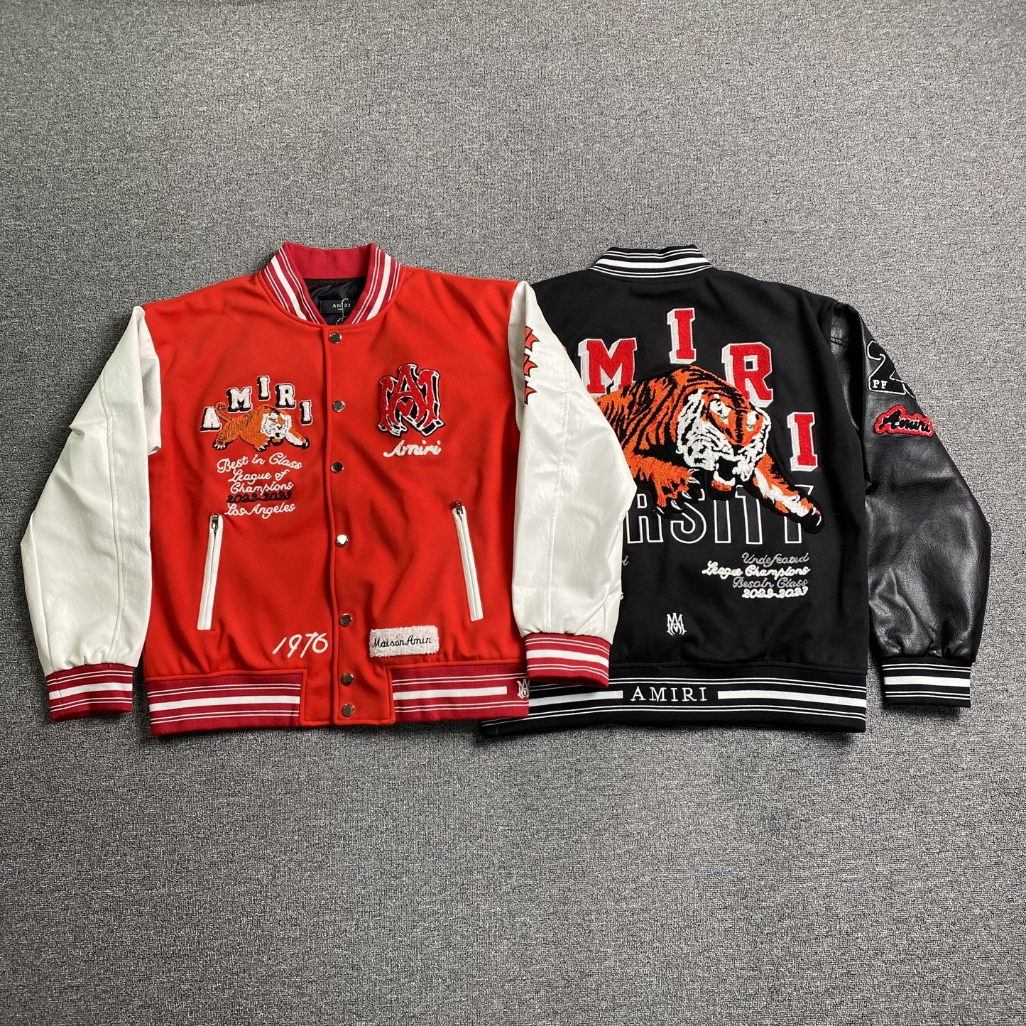 AMIRI LOGO PATCH VARSITY JACKET RED