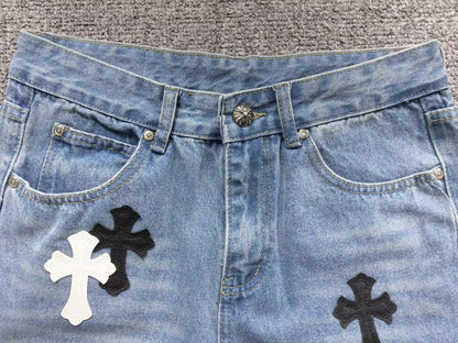 Chrome Hearts Cross Patch Pantalon Jeans Azul Lavado