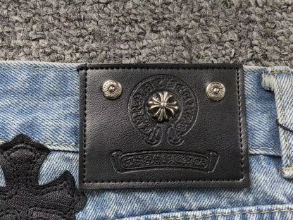 Chrome Hearts Cross Patch Pantalon Jeans Azul