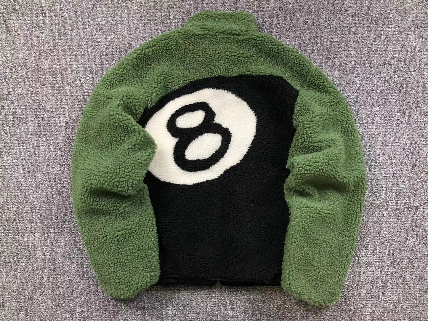 STUSSY 8 BALL SHERPA REVERSIBLE JACKET GREEN