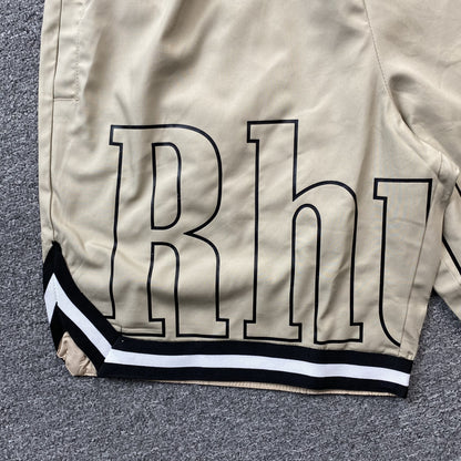 RHUDE COURT LOGO SHORTS BEIGE