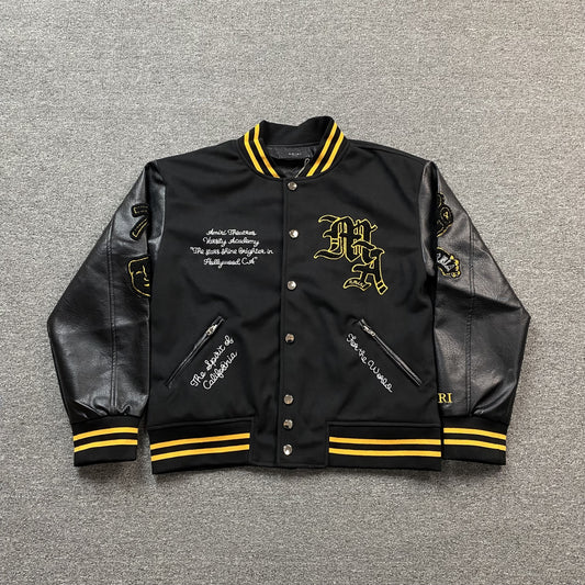 AMIRI LION VARSITY JACKET BLACK