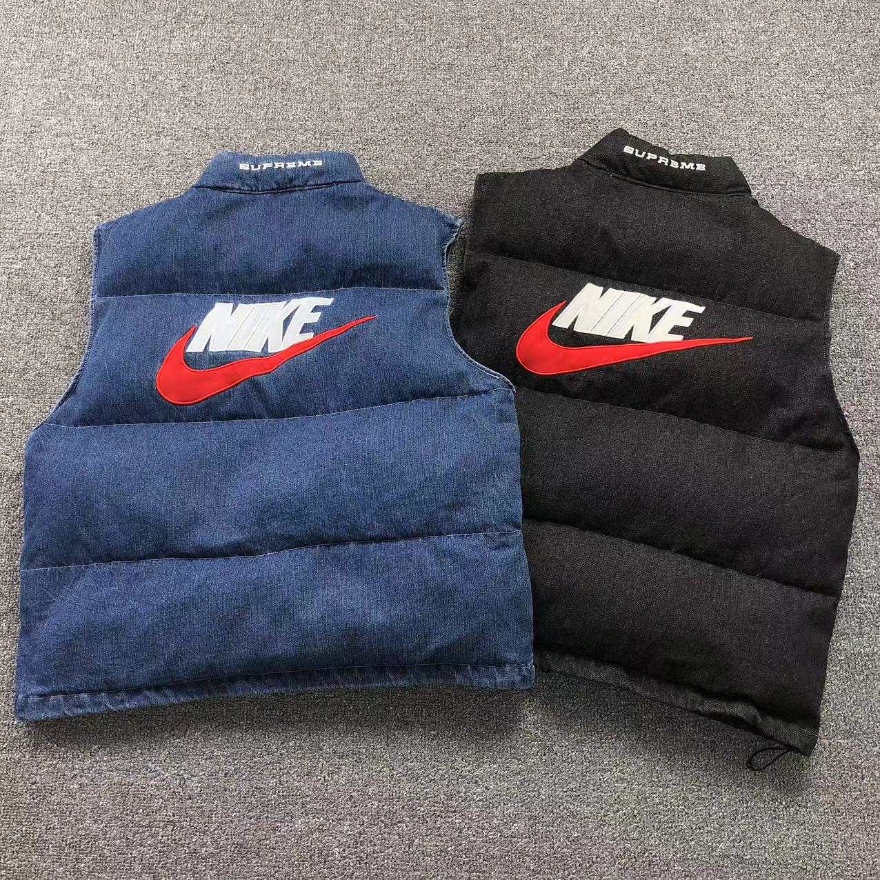 Supreme Nike Denim Puffer Chaleco Negro