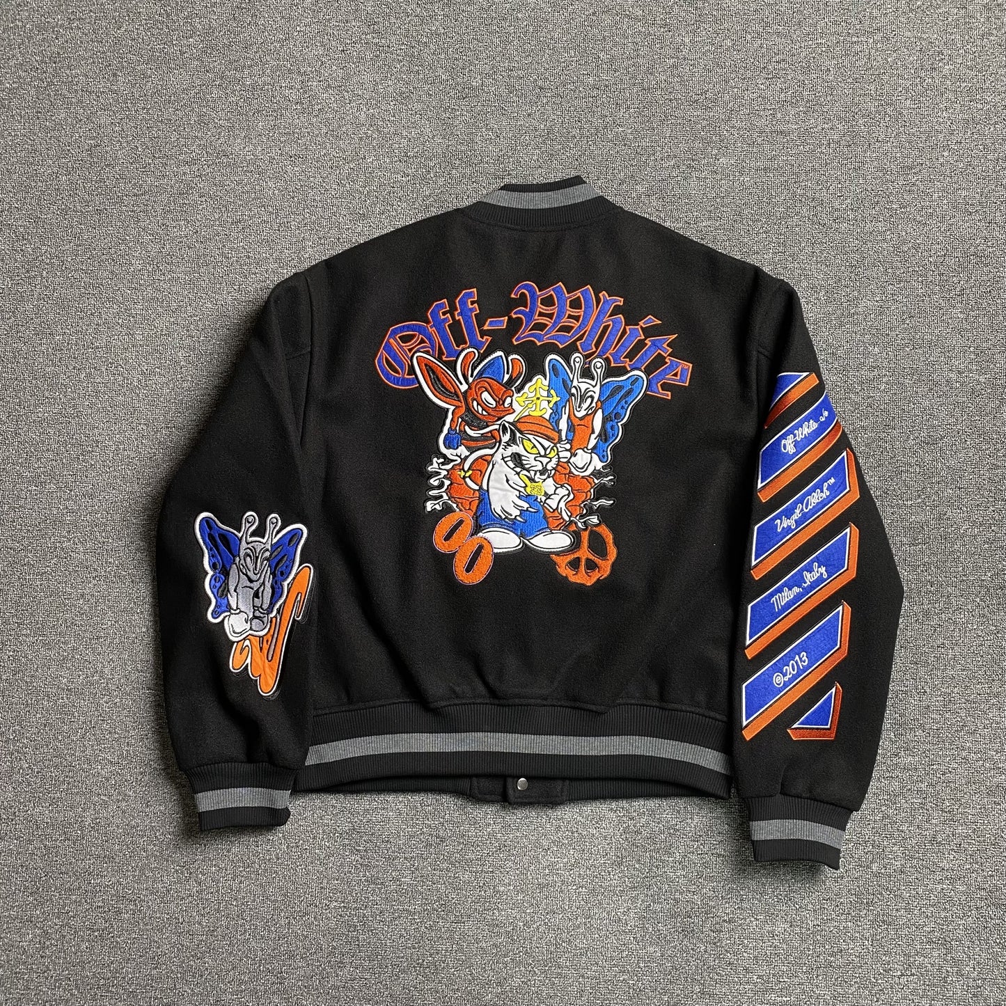 OFF WHITE GANG WOOL VARSITY JACKET BLACK