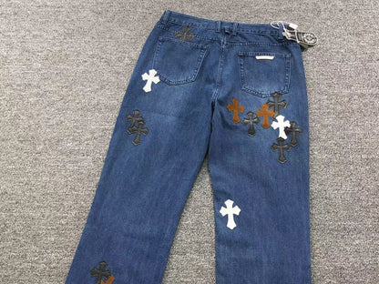 Chrome Hearts Cross Patch Pantalon Jeans Azul