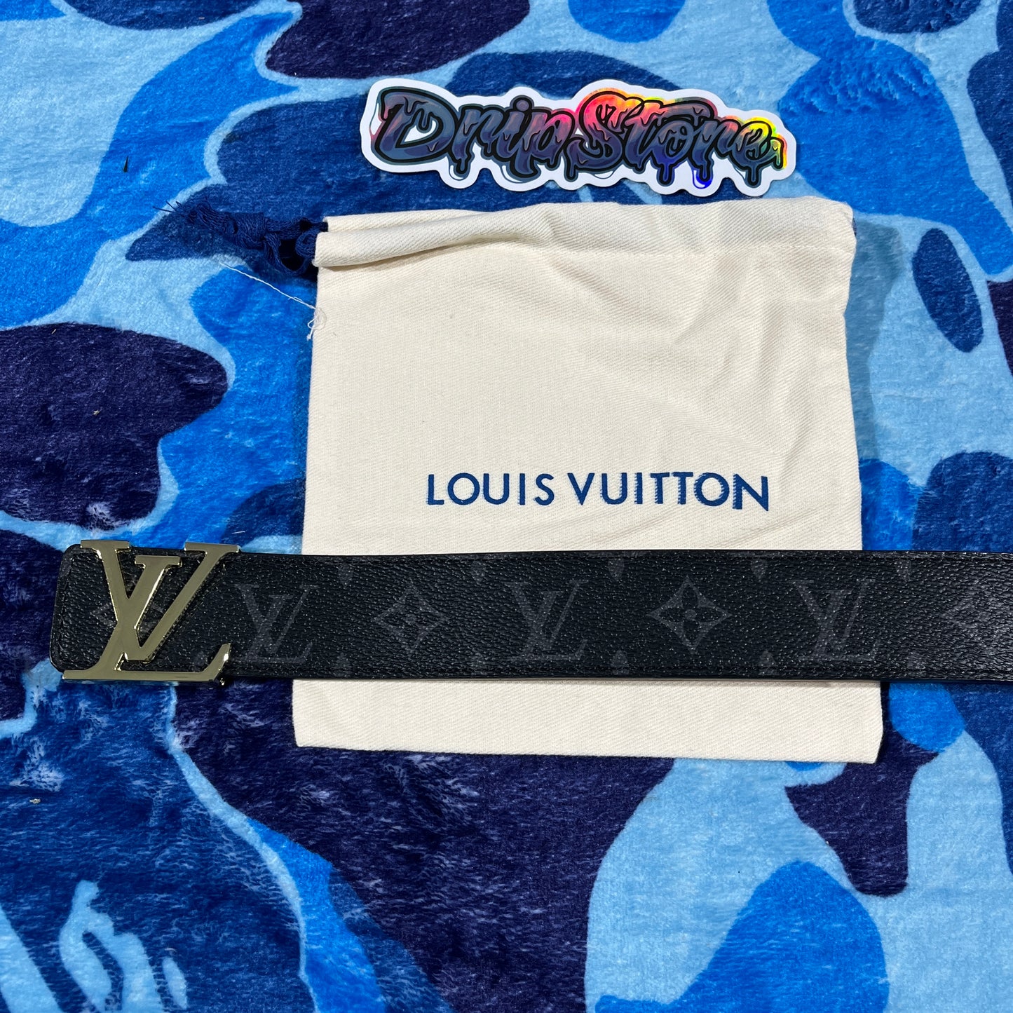 Cinturon LV Monogram Negro/Dorado