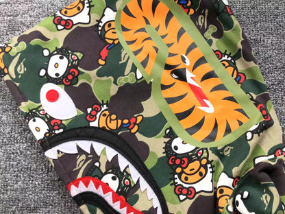 BAPE ABC CAMO HELLO KITTY SHARK FULL ZIP HOODIE GREEN