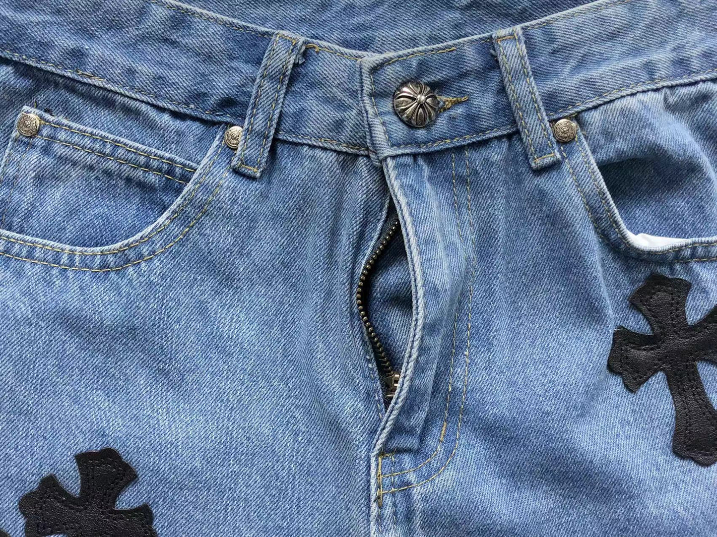 Chrome Hearts Cross Patch Pantalon Jeans Azul