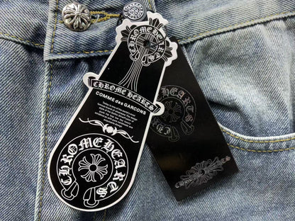 Chrome Hearts Cross Patch Pantalon Jeans Azul Lavado