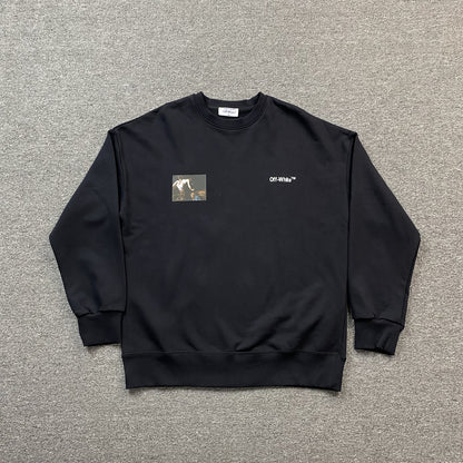 OFF WHITE CARAVAGGIO ANGEL CREWNECK BLACK