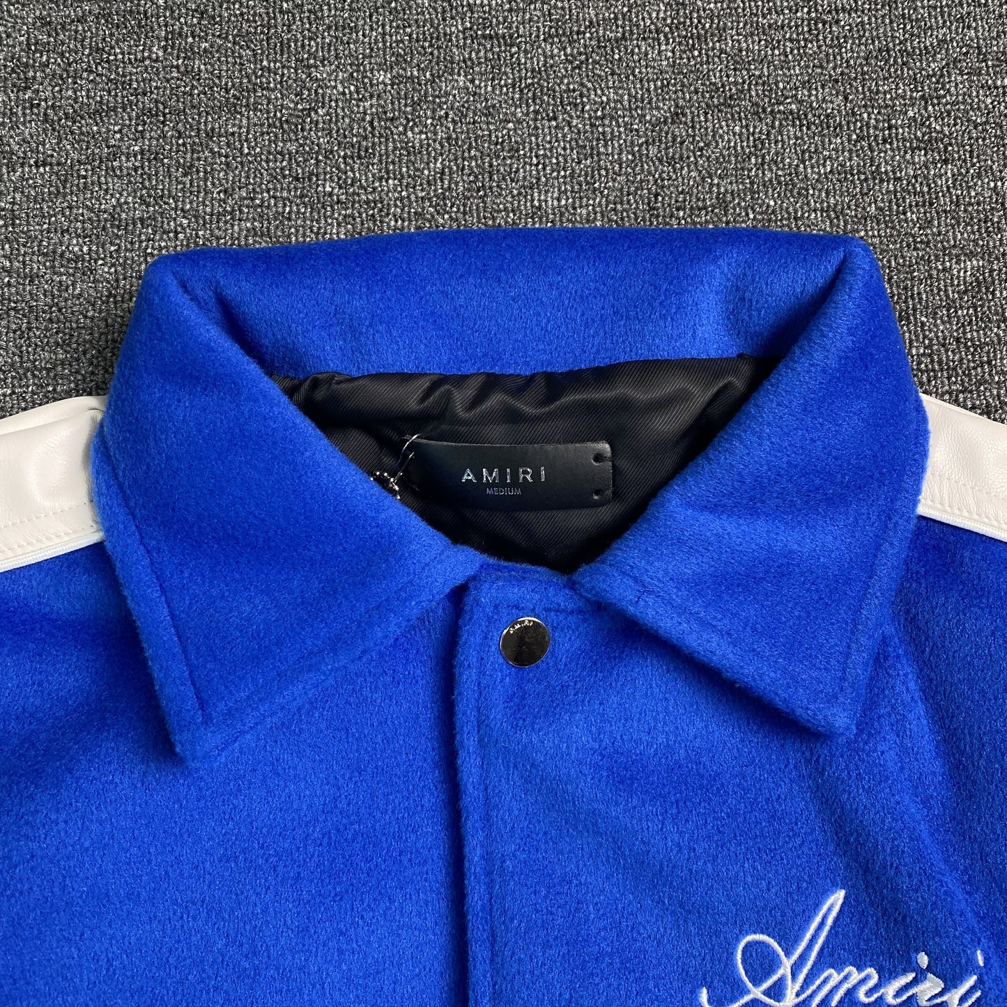 AMIRI VARSITY BOMBER JACKET BLUE