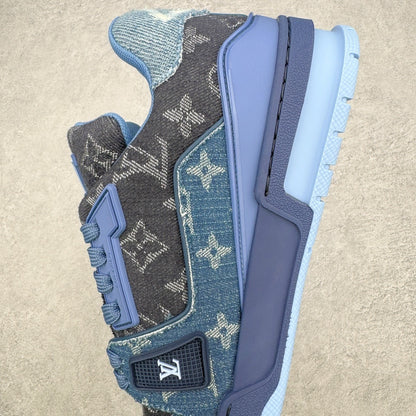 Louis Vuitton Trainer Sneaker Patchwork Monogram Denim Azul