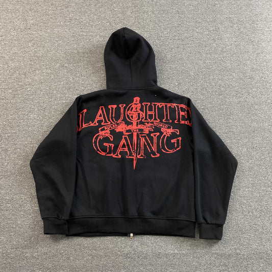 Campera Corteiz x Slaughter Gang 21 Savage Negra
