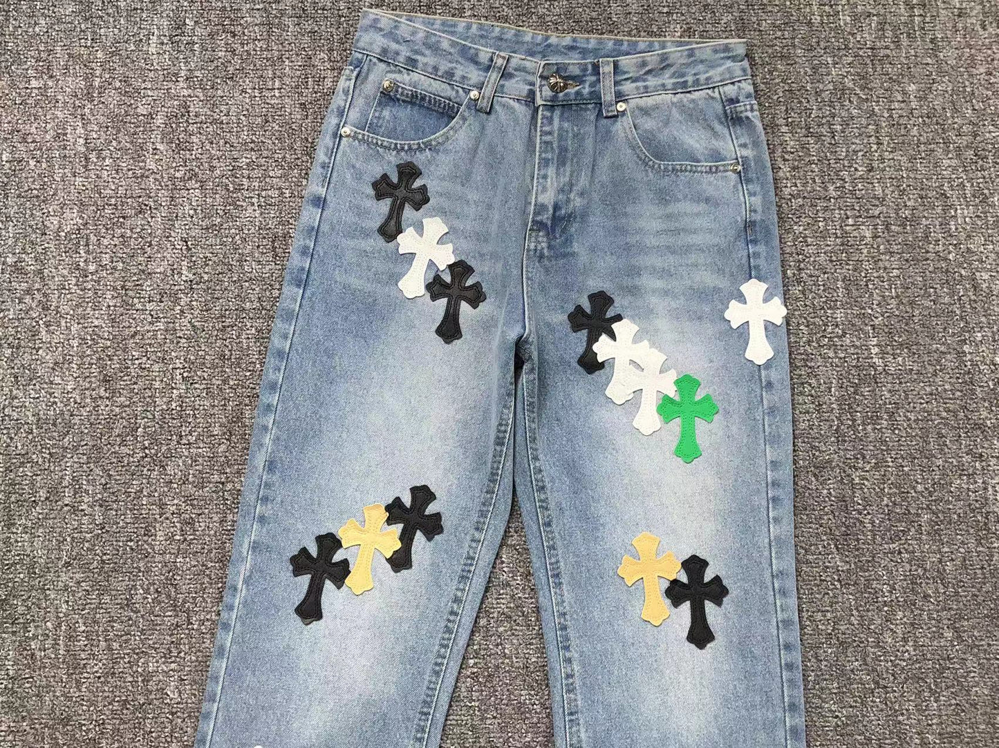 Chrome Hearts Cross Patch Pantalon Jeans Azul Lavado