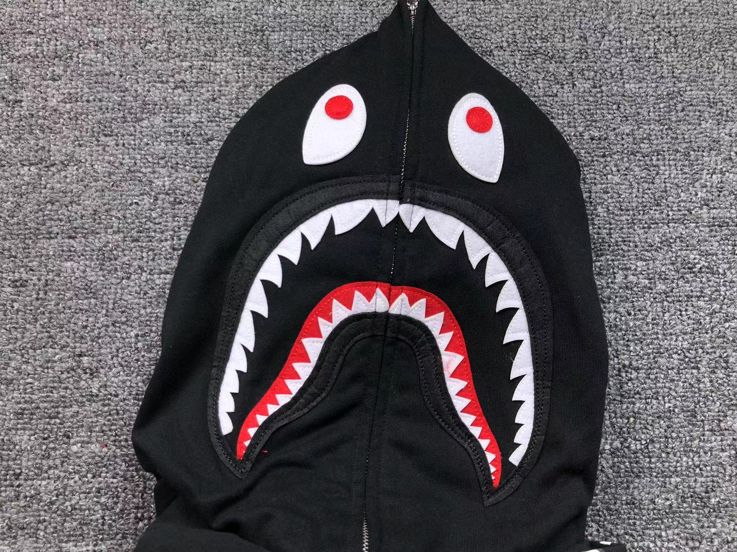 BAPE CITY CAMO SHARK WIDE FULL ZIP DOUBLE HOODIE BLACK