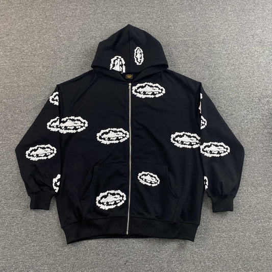 Campera Corteiz x Denim Tears Island Wreath Negra