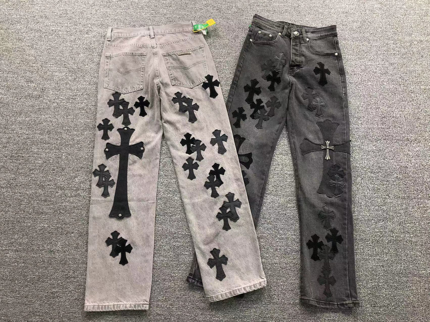 Chrome Hearts Cross Patch Pantalon Jeans Gris