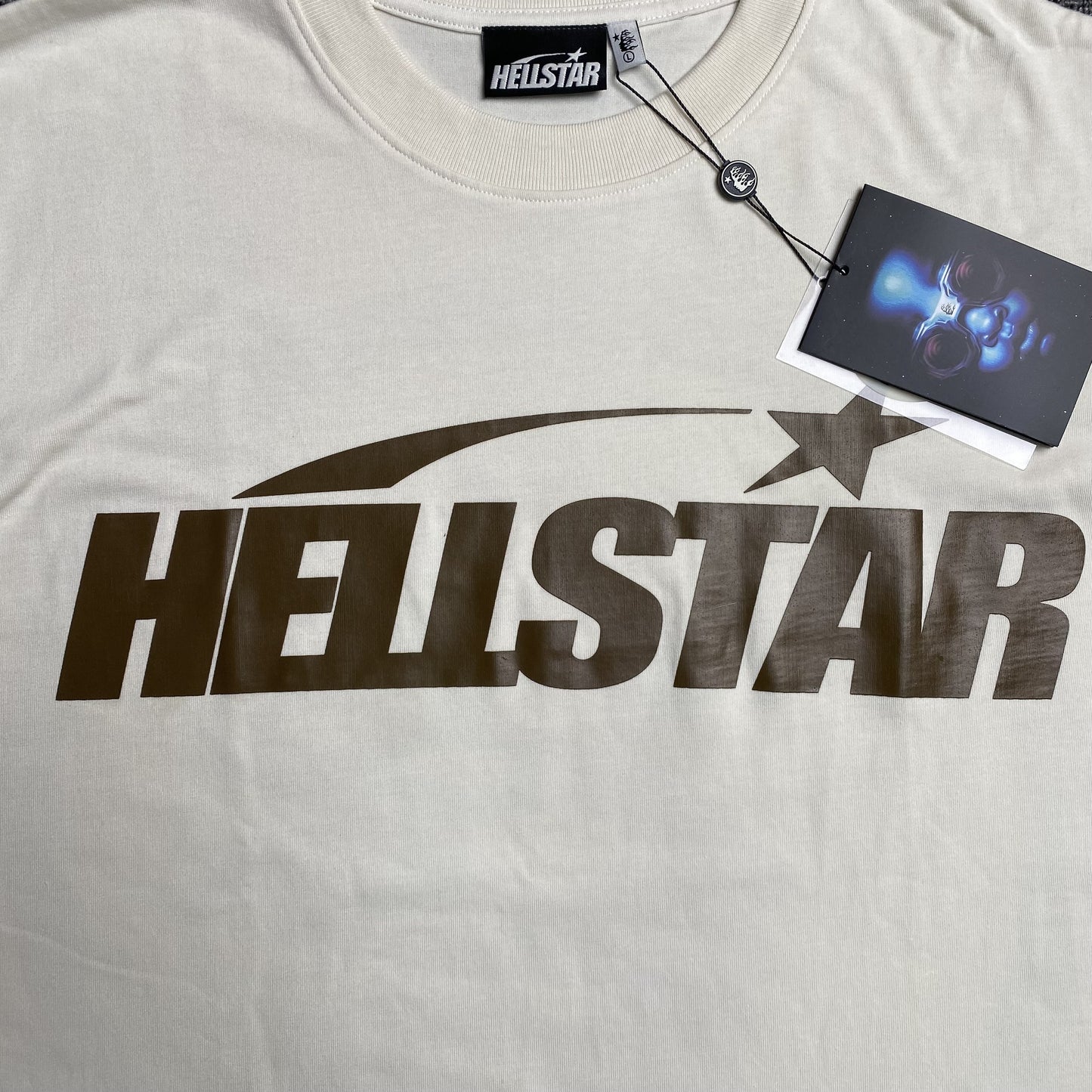 HELLSTAR CLASIC GEL PRINT BROWN TEE WHITE