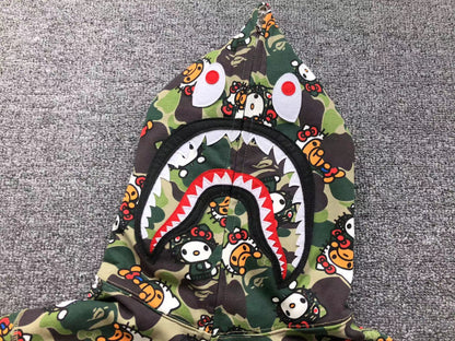 BAPE ABC CAMO HELLO KITTY SHARK FULL ZIP HOODIE GREEN