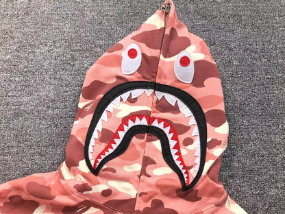 BAPE X BARBIE DOT CAMO SHARK FULL ZIP HOODIE PINK